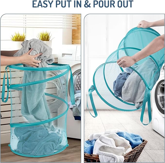 Seiritex Mesh Popup Laundry Hamper 115L Collapsible Laundry Basket No Lid Extra