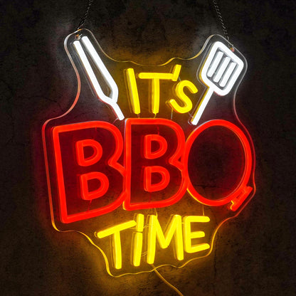 Virlusy It's BBQ Time Neon Sign for Room Decor Dimmable Barbecue Led Lights Signs Neon Light for Wall Decor Home Bar Restaurant Party Man Cave Beer Pub Camping Decoration Gifts