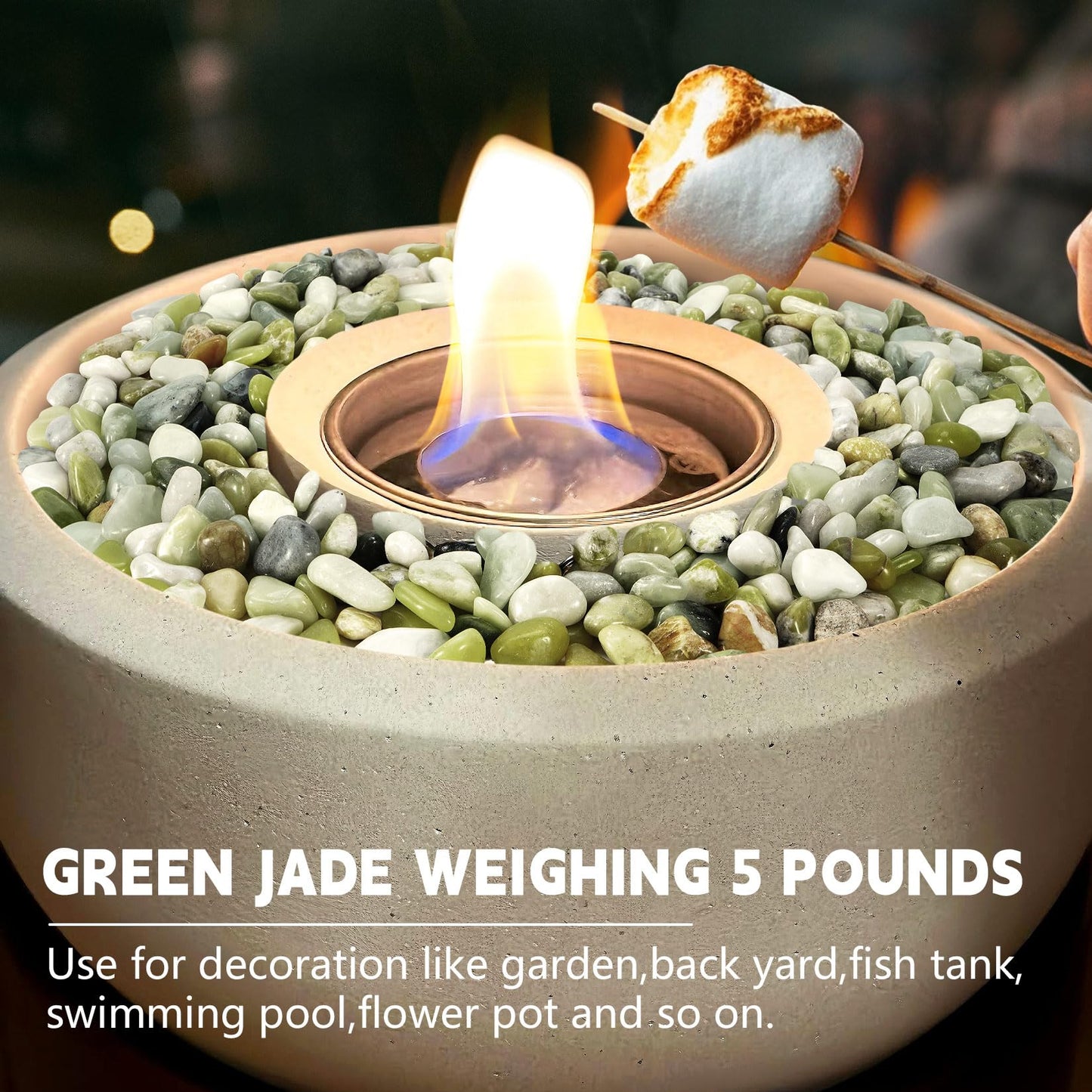 RUOJAS 2.2 lb Jade Pebbles for Indoor Plants, 1/2 Inch Polished Decorative Pebbles for Vase, Bamboo, Succulent, Garden Landscape Decoration River Stone