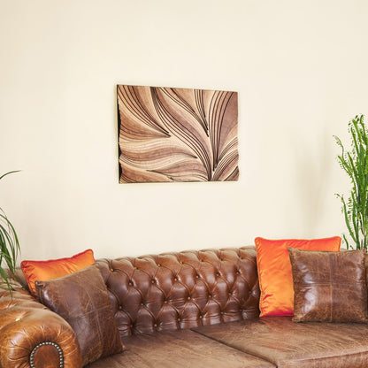 NEODECO Parametric Frameless Wood Wall Art, 3D Acoustic Wall Panel of Parametric Cut & Stained Birch Plywood Layers, Geometric Wall Hanging, Abstract Wood Wall Decor (Small)
