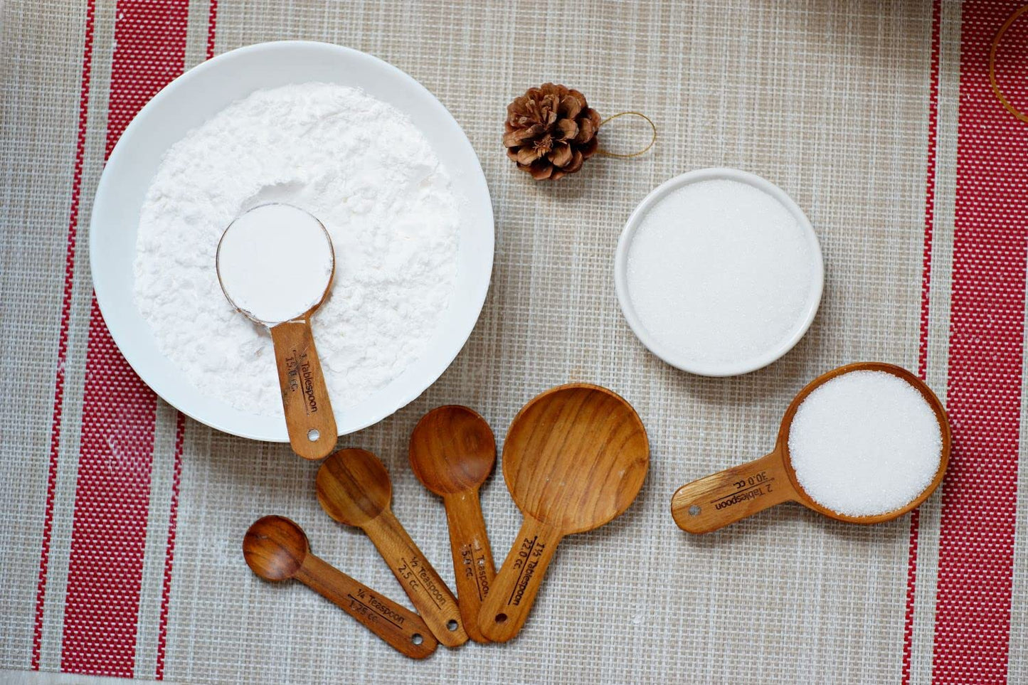 Set of 4 pieces Teak Wooden Measuring Spoons,for Dry Liquid Ingredients Sugar Spice Salt Baking Coffee Tea this made from eco friendly Teak Wood
