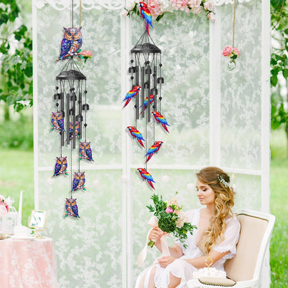 VeyFolzin.st 35" Wind Chimes for Outside, Hand-Tuned Aluminum Windchimes with 6 Bells & Parrot Decor, Rustproof Metal Chimes for Garden Patio Porch, Sympathy Memorial Gift for Mom Women(Parrot)
