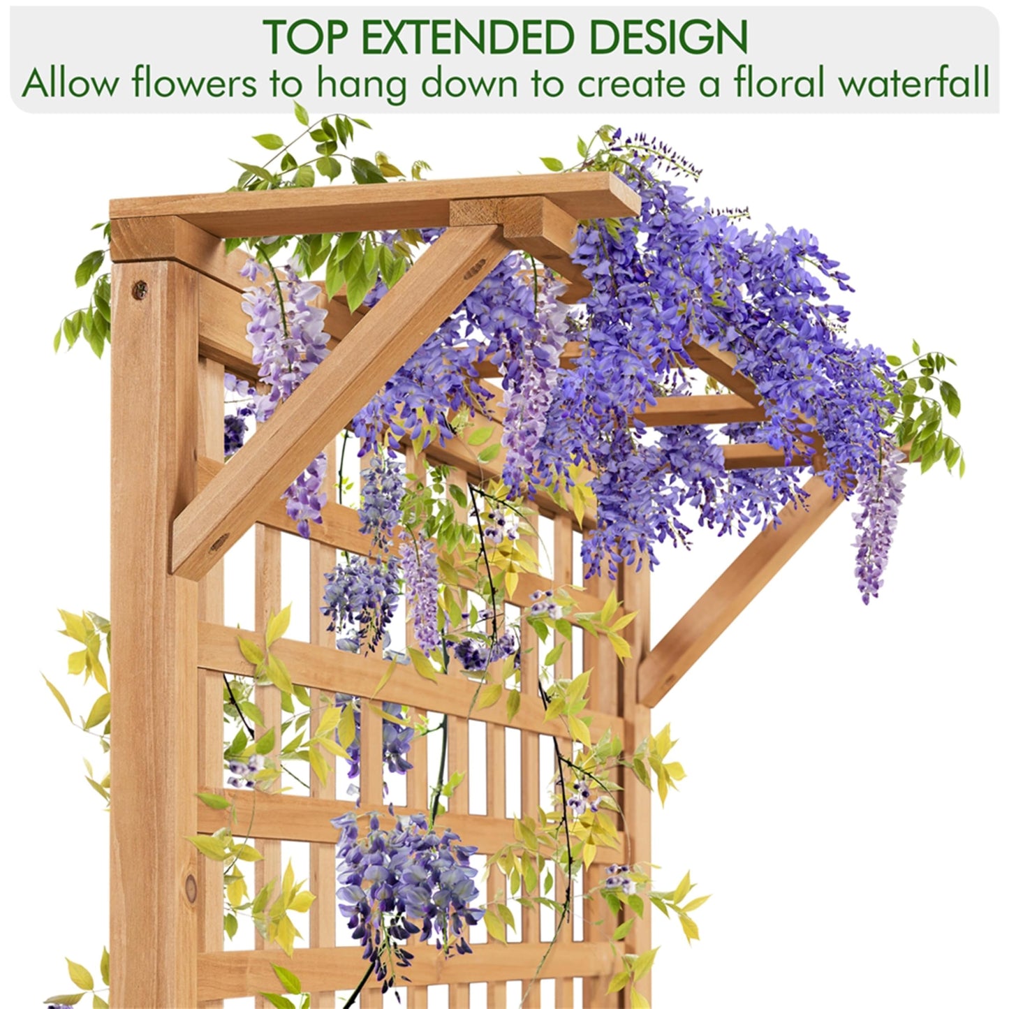 Yaheetech 72" H Garden Planter with Trellis for Vine Climbing Horticultural Plants, Yard Box Outdoor w/Drainage Holes, Garden Planter Bed for Flowers Herbs, Light Brown
