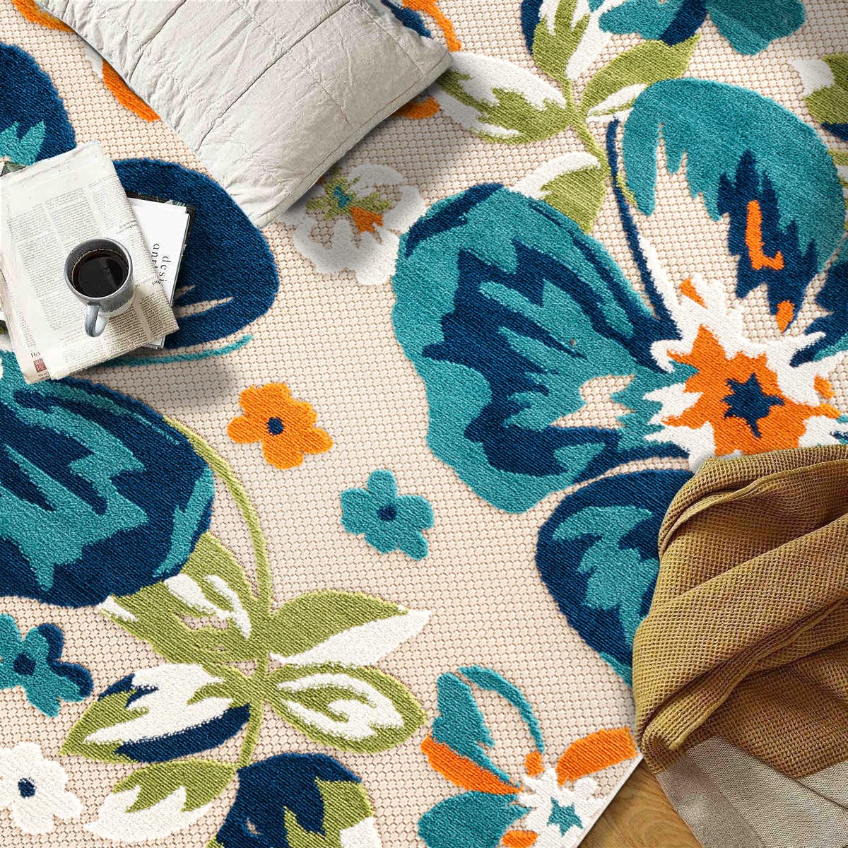 Rugshop Multi Bergamo Floral Indoor/Outdoor Area Rug Machine Washable for Backyard, Deck and Outdoor Lounge, 10' x 14'