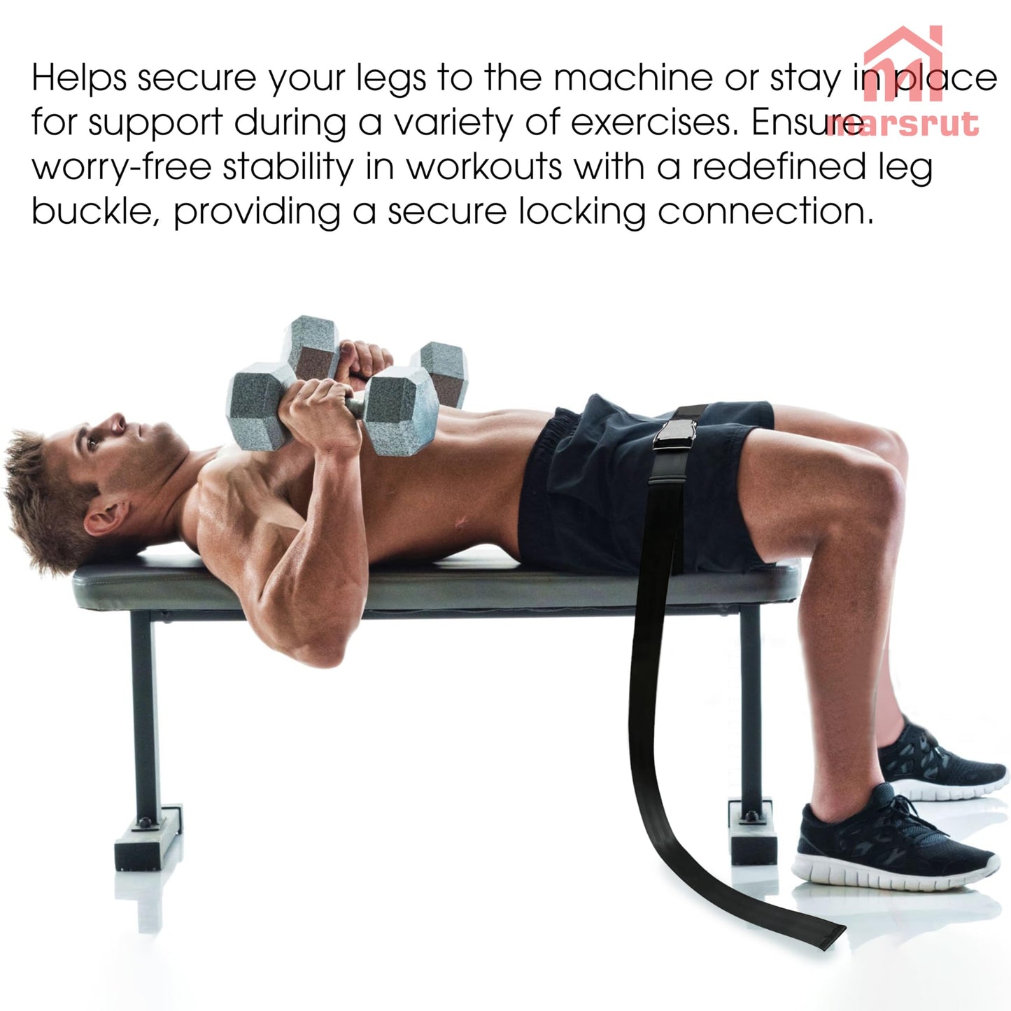 Belt Squat Collar for Nordic Hamstring Curl on Bench, 5.6Ft Long Buckle Strap for Seat Workouts Leg Extension Machines Achieve Stability Comfort Home Exercise Fitness Assisted Muscles Women Men Black