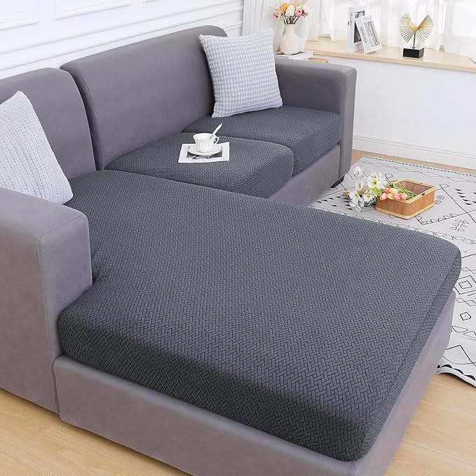 Smiry Waterproof Couch Cushion Covers, Stretch Jacquard Sectional Couch Covers