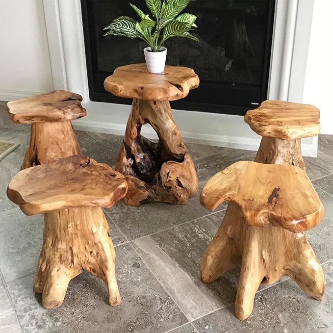 Greenage Cedar Roots Plant Stand Tree Stump End Table 13.5" x 16" x 19" H