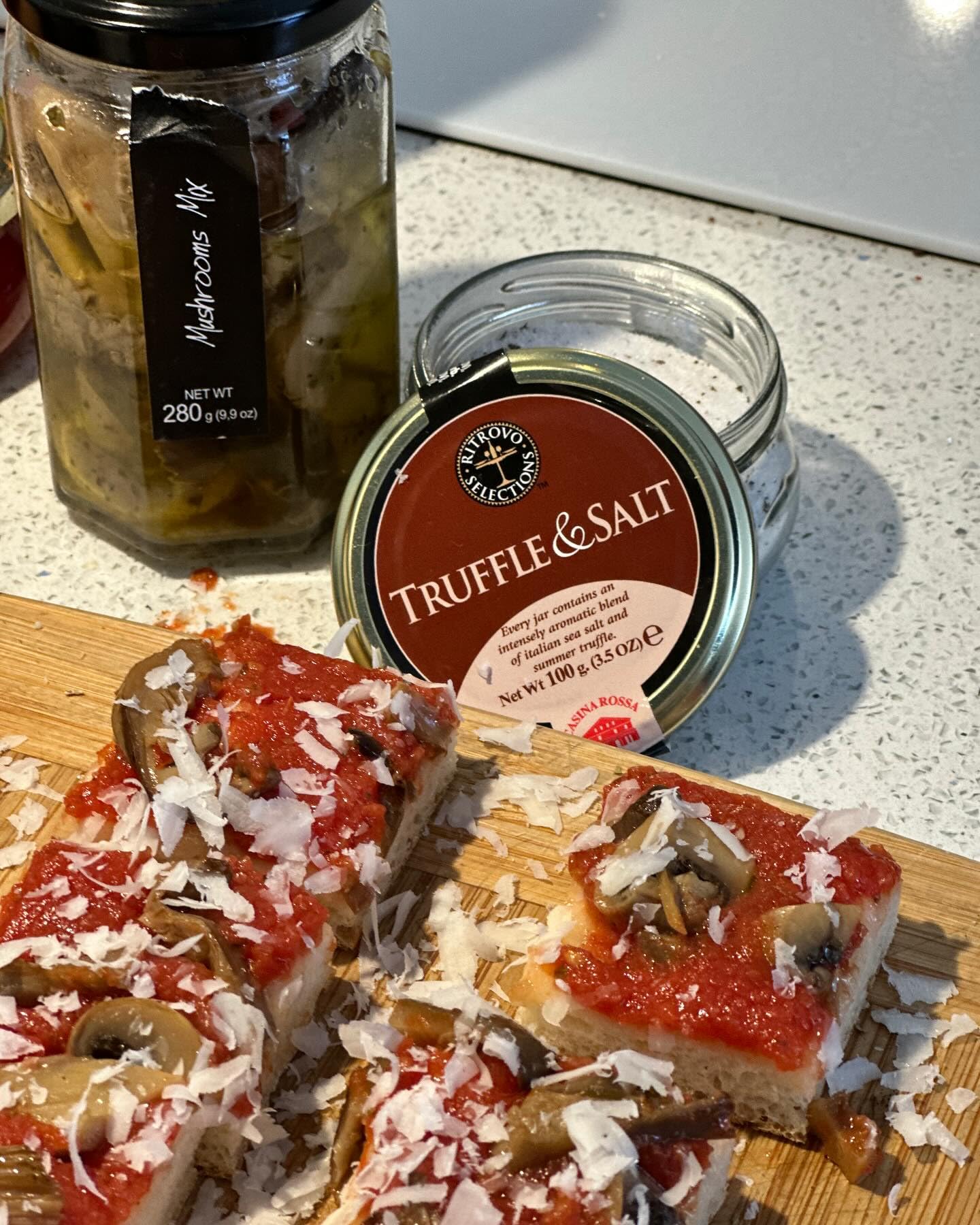 Casina Rossa Truffle & Salt, 3.5 oz (100g) Jar - Italian Sea Salt with Dried Black Summer Truffle for Seasoning, Finishing & Cooking