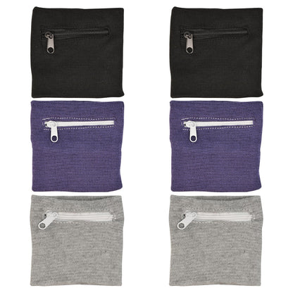 6Pcs Wrist Wallet with Zipper, Cotton Absorb Sweatband Zipper Wrist Pouch for Keys/ID Cards/Cash, Sweat Wristbands Women Men Outdoor for Running/Walking/Basketball/Football/Tennis/Hiking/Workout