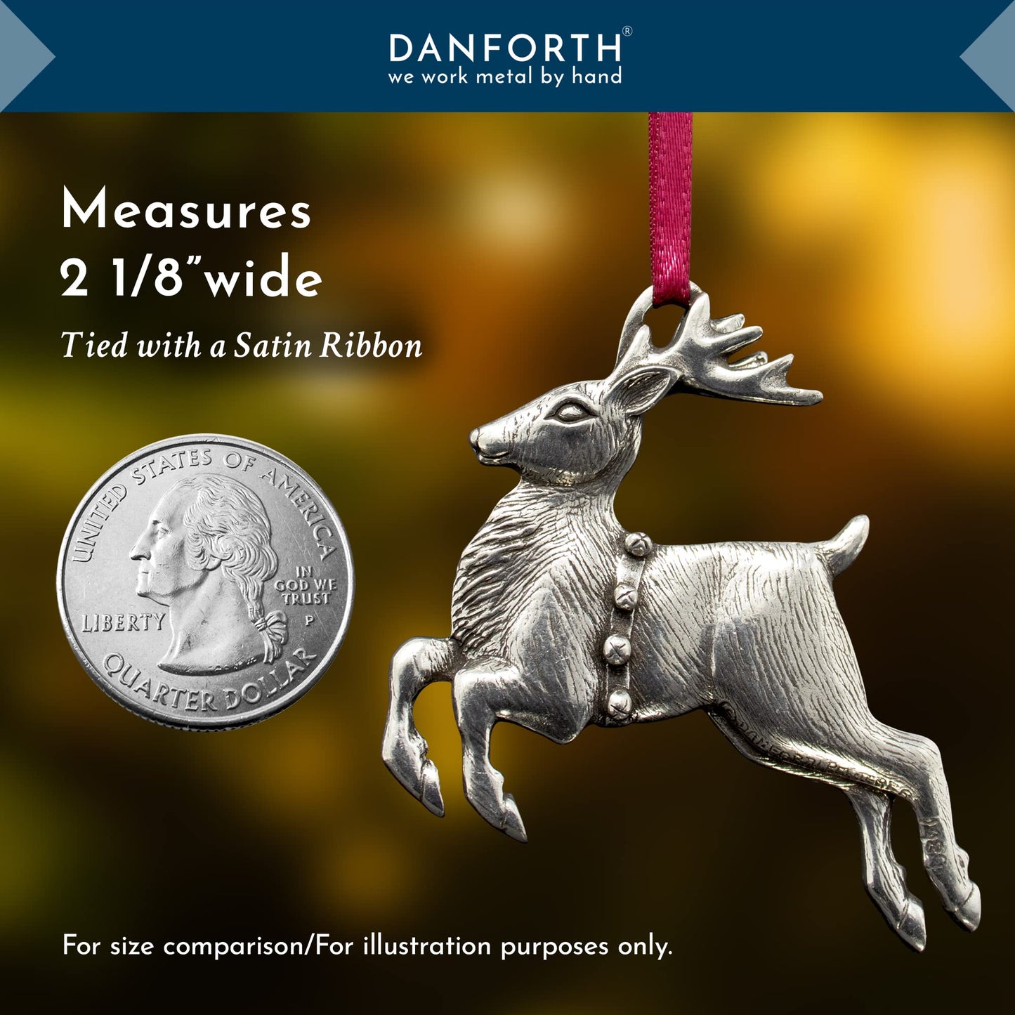Danforth – Reindeer Christmas Ornament – Handcrafted Pewter Reindeer Ornaments for Christmas Tree – Made in USA