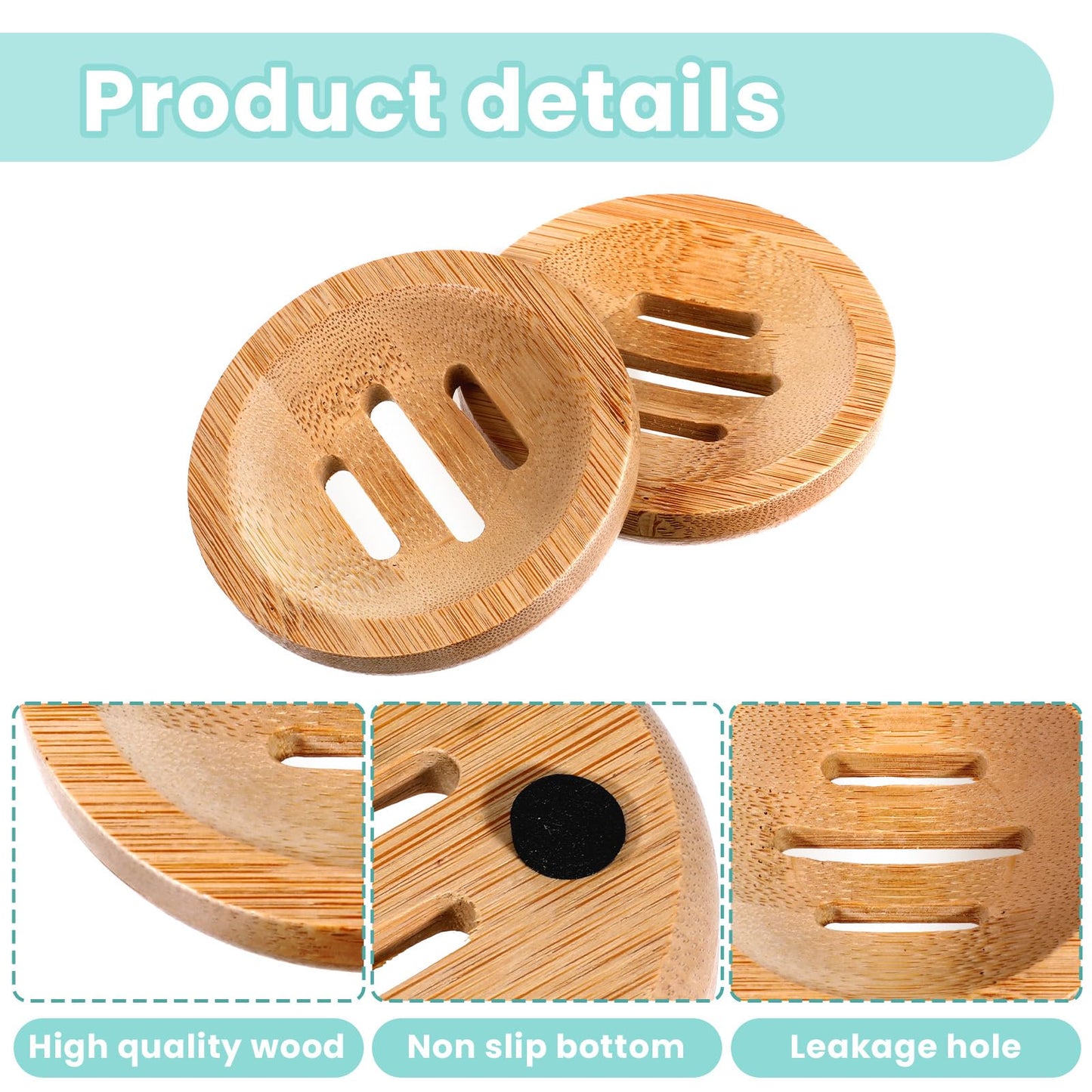 12 Pcs Bamboo Soap Dishes, Wooden Soap Tray Soaps Holder for Bathroom, Shampoo Bar Holder for Shower, for Home Bathroom(Square & Round)