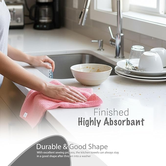 Basic Wash Cloths 12x12 Inches – Pack of 12 – Rose Pink Color – Soft and
