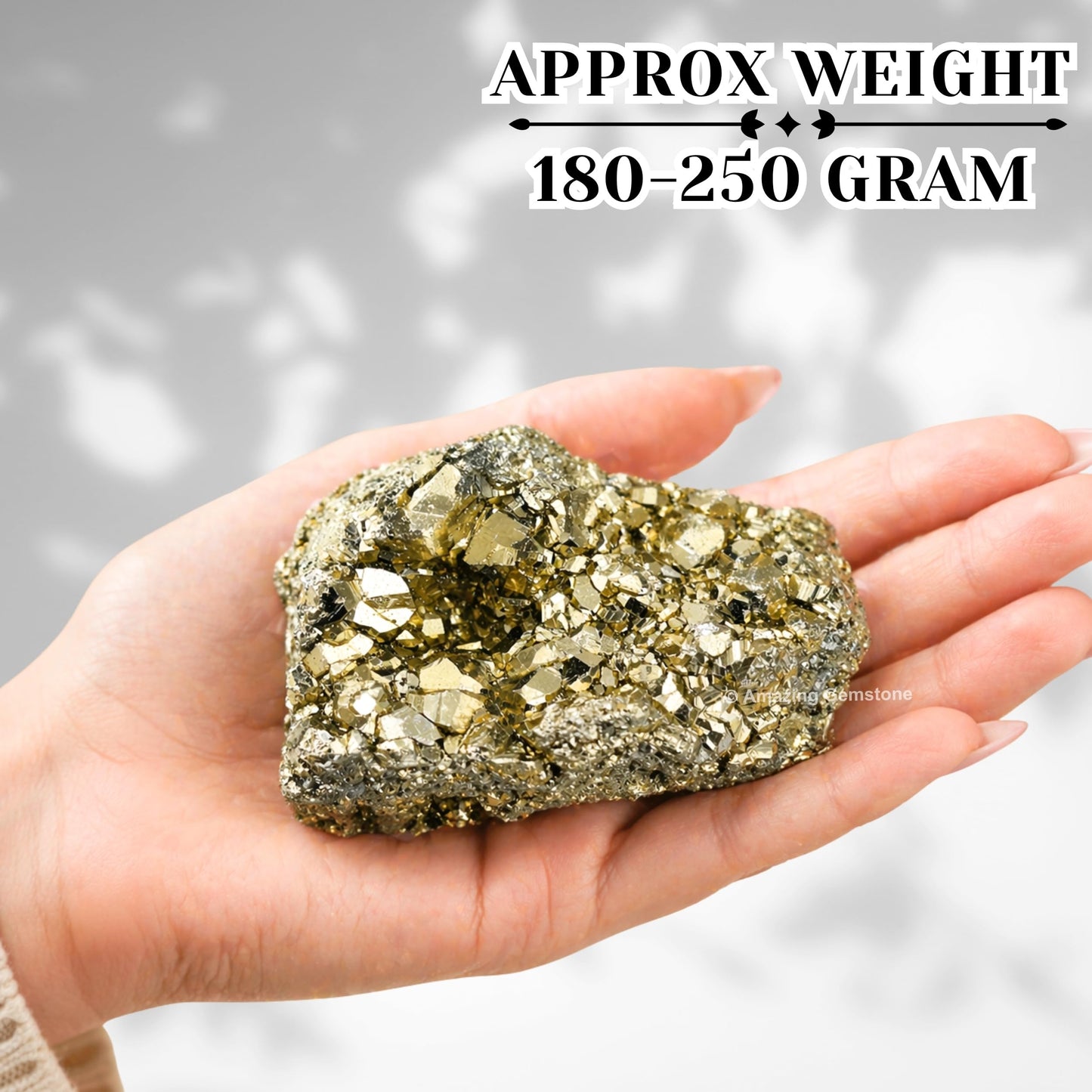 Amazing Gemstone Pyrite Crystal Stone Cluster Samples - Extra Large High Energy Natural Iron Pyrite Stone Pirita Piedra Original with Healing Properties (180-250 Gram)
