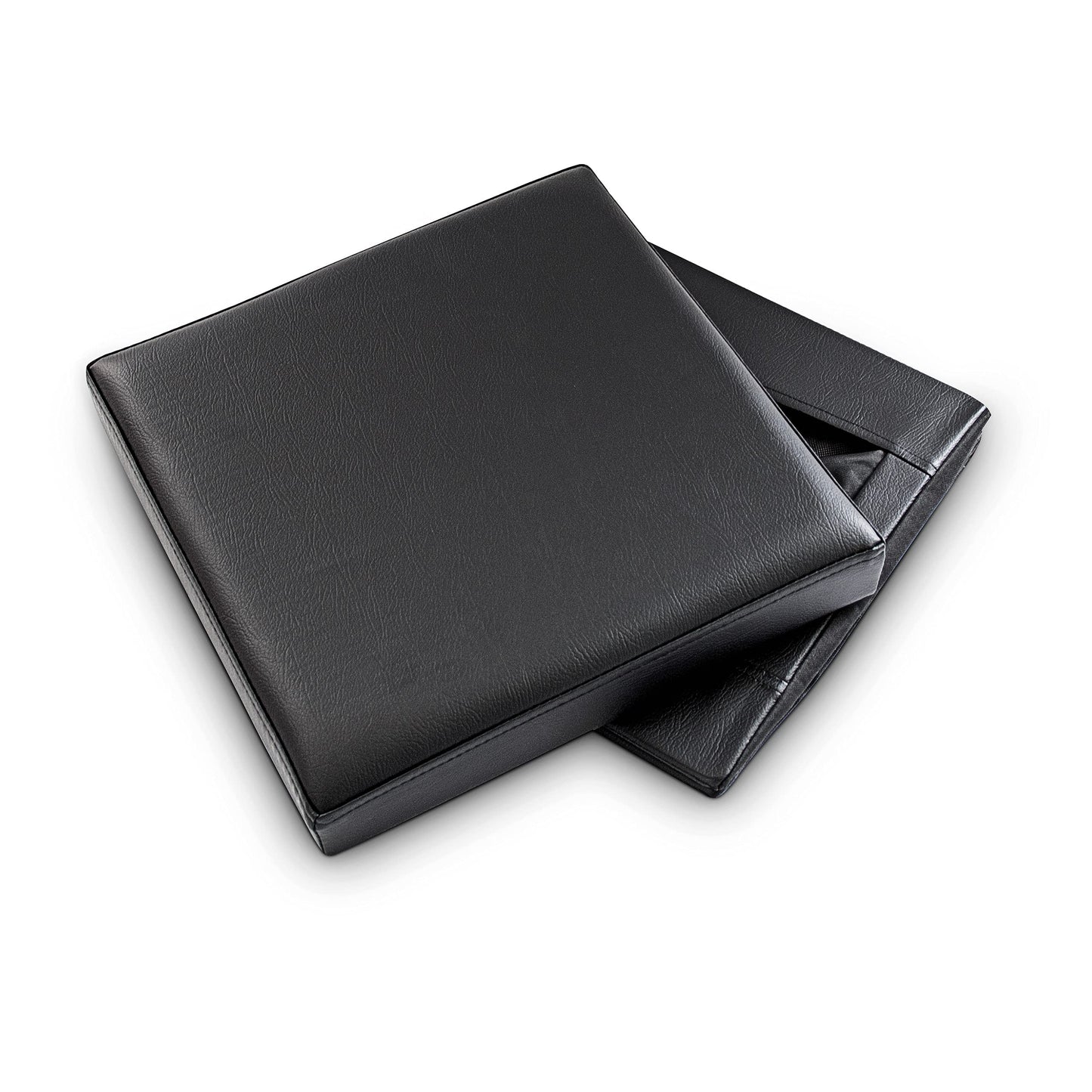 Dog House Ottoman, 38 x 38 x 38 cm, Seat Box with Practical Hole for Pets, Faux Leather, Removable Lid, Black