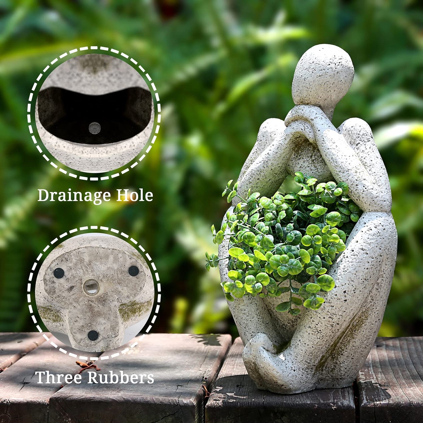Aclema Large Planters for Outdoor Indoor Plants Head Face Planter Pot Unique Succulent Planters Flower Vase with Drainage Hole Thinker