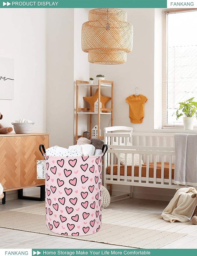 FANKANG Storage Basket, Nursery Hamper Canvas Laundry Basket Foldable