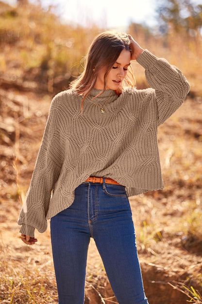 PRETTYGARDEN Women's Fall Oversized Pullover Sweaters Casual Crewneck Long Sleeve Chunky Cable Knit Tops Winter Clothing