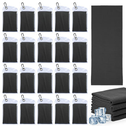 Honoson 20 Pack Cooling Towels Bulk 27 x 16 Inch Ice Breathable Soft Chilly Sweat Rag Cold Towels for Neck and Face for Hot Weather Yoga Gym Sport Running Golf Workout Fitness Camping(Dark Gray)