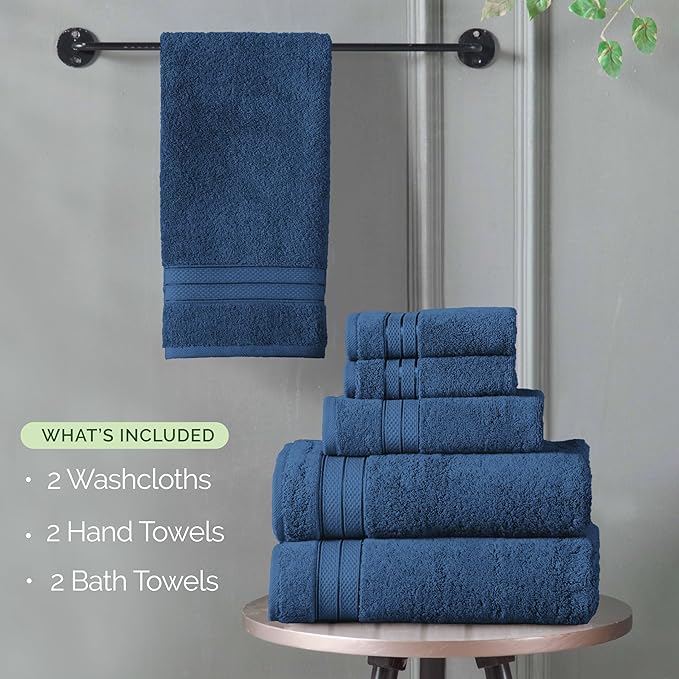 Elegant Comfort Luxury 6-Piece Towel Set, Premium Soft 100% Turkish Cotton