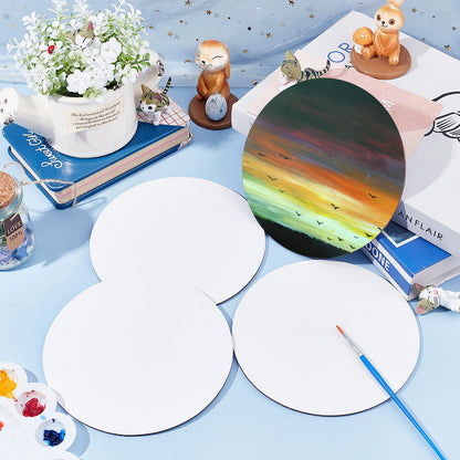 NBEADS 12 Pcs Round Painting Canvas Panels, Blank Canvas Drawing Boards for Oil & Acrylic Painting Students Artist Hobby Painters and Beginners, 15cm in diameter