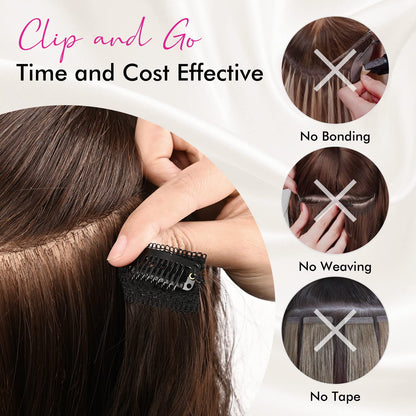 Hair Extensions, REECHO Blonde Clip in Hair Extensions 24" Thick Long Loose Waves hair extensions HE002 Invisible Lace Weft Natural Soft Hairpieces for Women ¨C Platinum Blonde