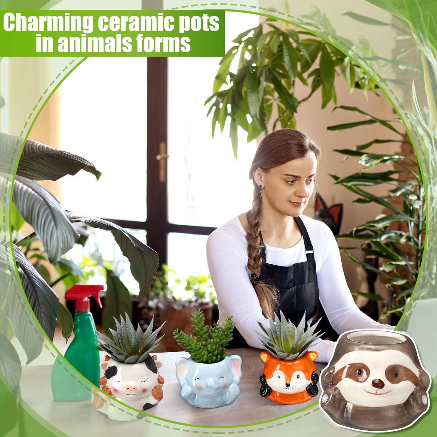 6 Pcs 3 Inch Cute Animal Succulent Pot Small Animal Ceramic Planter with Drainage Hole Office Desk Cartoon Ceramic Succulent Planters Garden Pots for Mini Plant Cactus Flower Women Gift Home Decor