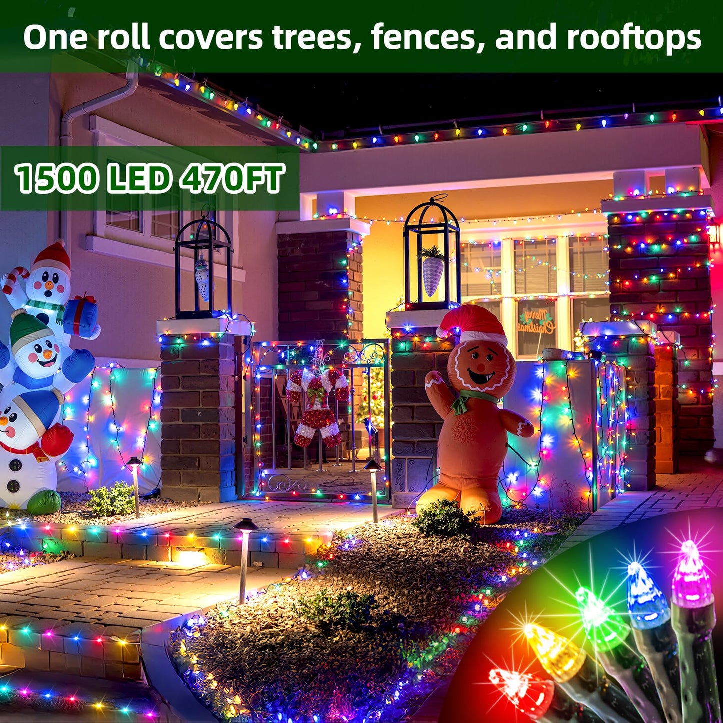 QUHUATU 750 LED 240FT Christmas Lights Outdoor,12 Lighting Modes Christmas String Lights with Timer, Dimmable Multicolor LED StringLights Waterproof for Yard Tree Wedding Party Holiday Multicolor