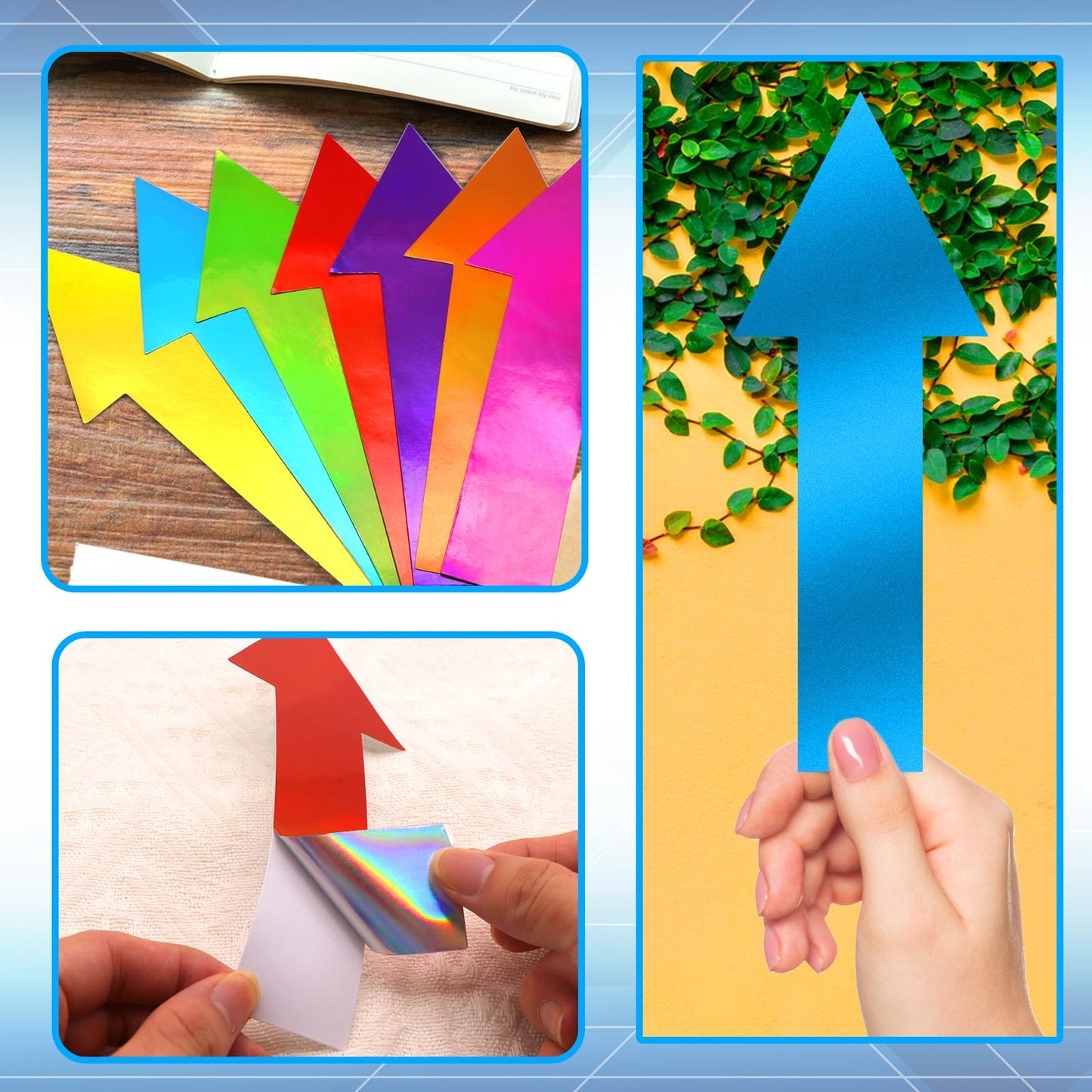 MoShining 8 Inch Arrow Sticker 46 Pack, Adhesive Directional Sign Arrow Floor Decal Multicolor Waterproof Stickers Marking Arrows Safe Road Instructions Sticker for Floor Wall Applications