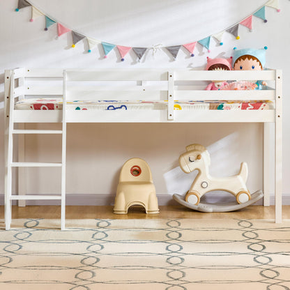 Vida Designs Sydney High Sleeper Cabin Bunk Bed With Ladder, Solid Pine Wood Frame, Kids Children, Single 3 Foot, White