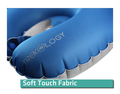 Trekology Inflatable Neck Airplane Travel Pillow for Sleeping, Compact Portable Head and Neck Support Pillows in Flight, Small U Shape Headrest Cushion