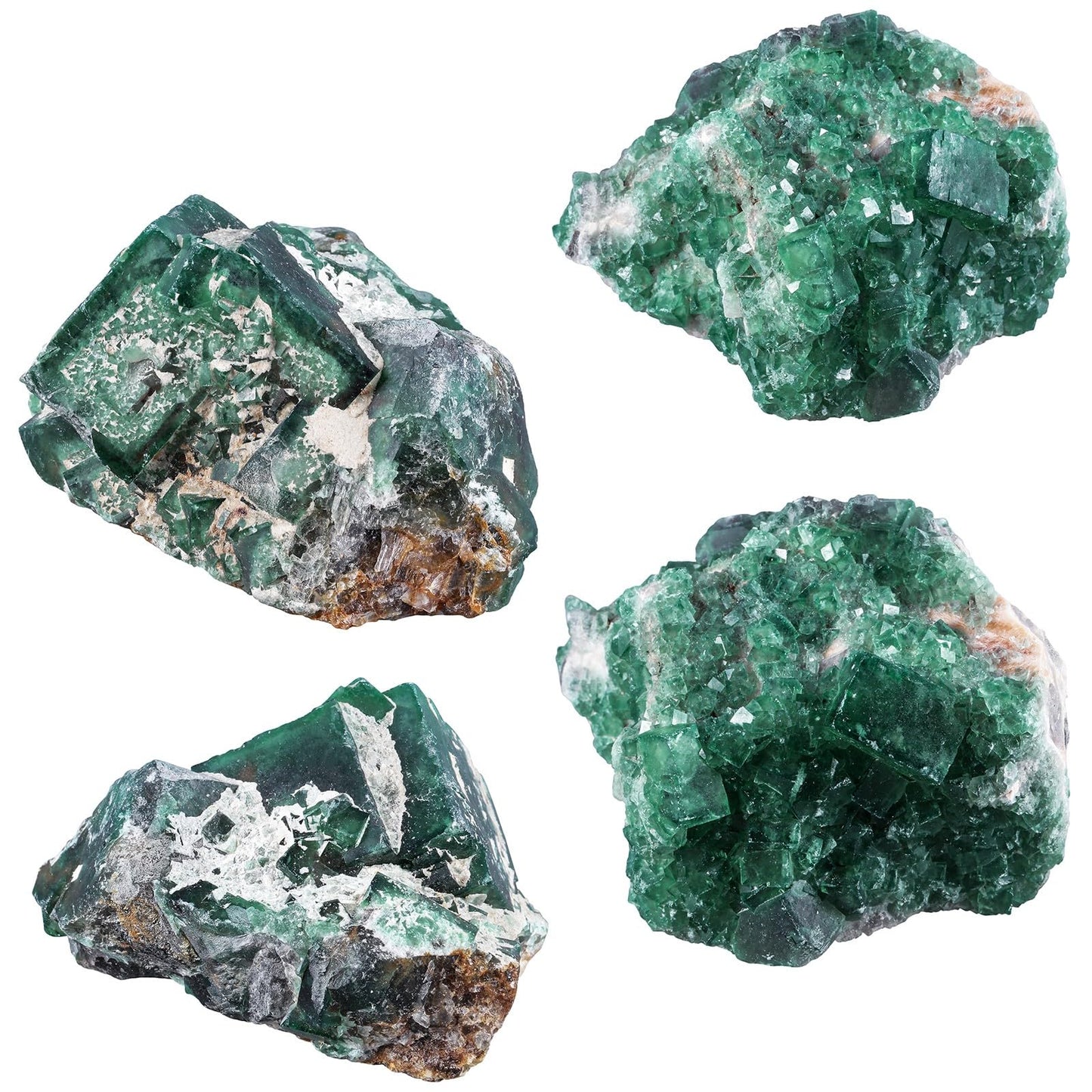 Amogeeli Natural Green Fluorite Crystal for Home Office Tabletop Decor Rough Stone Mineral Specimen for Healing 0.88-1.1 lb