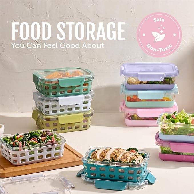 Ello Duraglass 3.4 Cup Meal Prep Sets 10Pc, 5 Pack Set- Glass Food Storage