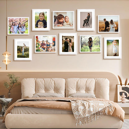 FIXSMITH 8x10 Picture Frame Set of 2, Photo Frame with HD Plexiglass, Display Pictures 5x7 with Mat or 8x10 Without Mat, White Picture Frames Collage for Tabletop or Wall Display
