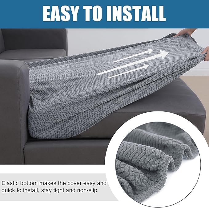 Smiry Waterproof Couch Cushion Covers, Stretch Jacquard Sectional Couch Covers