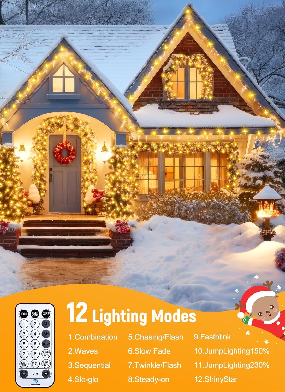Cluster-Lights-Christmas-Tree-Lights-Outdoor, 1000 LED 50 Ft Christmas Firecrackers String Lights, 12 Modes Timer Remote Waterproof Plug in Twinkle Fairy Lights for Xmas Tree Garland Window Party