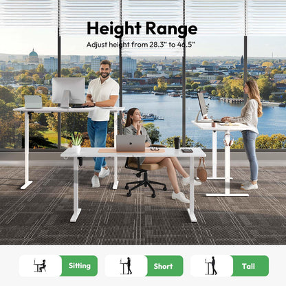 Gamork Electric Standing Desk with Keyboard Tray,55x24 inches Adjustable Height Stand Up Desk,3 Preset Heights,Equipped with Hooks,Raising Desks for Home Office and Computer Workstation,White