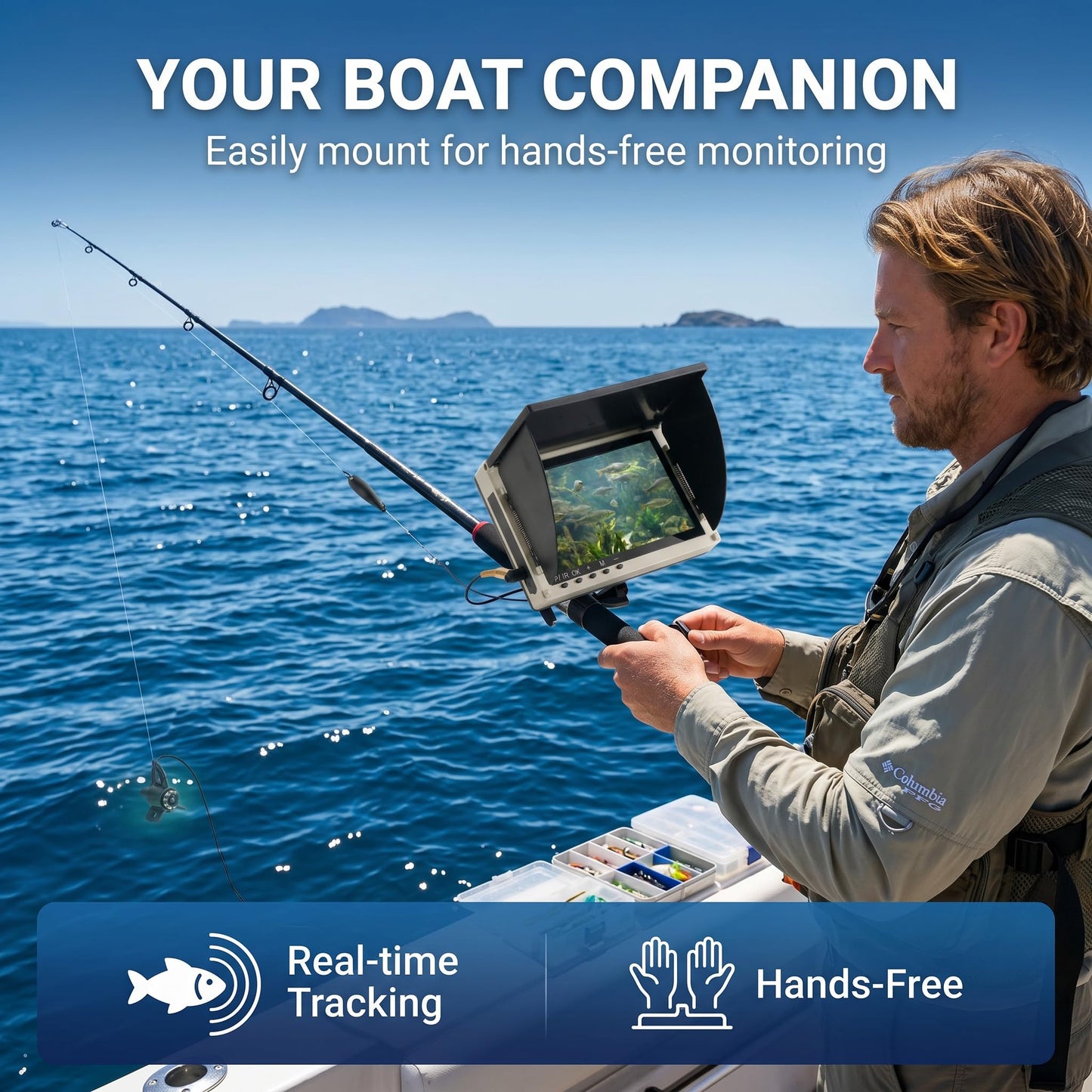 Takkicept Portable Underwater Fishing Camera Fish Finder: 6" OLED Display 1080P HD Depth Finders Waterproof Camera IP68 220° Wide-Angle Lens 12H Battery 25m Cable for Ice Fishing Kayak Boat Shore