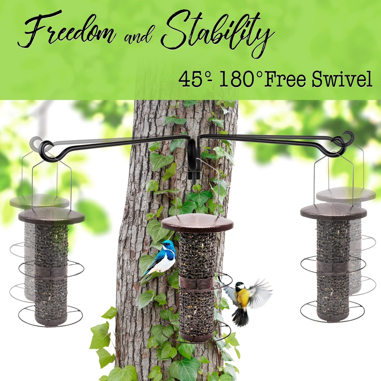 Qiang Ni Plant Hanger Outdoor: 12 Inch Bird Feeder Bracket for Garden Patio Decor - 2 PCS Swivel Adjustable Wall Mount Plant Hook for Hanging Flower Baskets