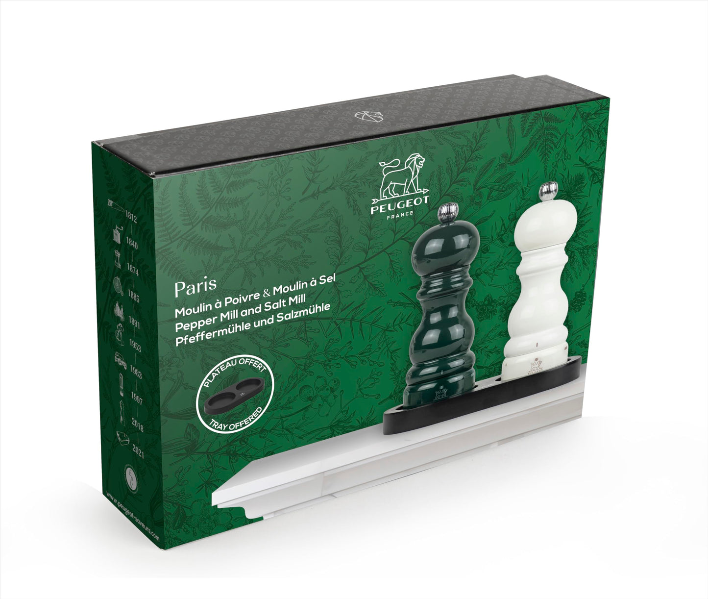 Set of Paris u'Select 15 cm Salt and Pepper Mills with Black tray as a Gift Box