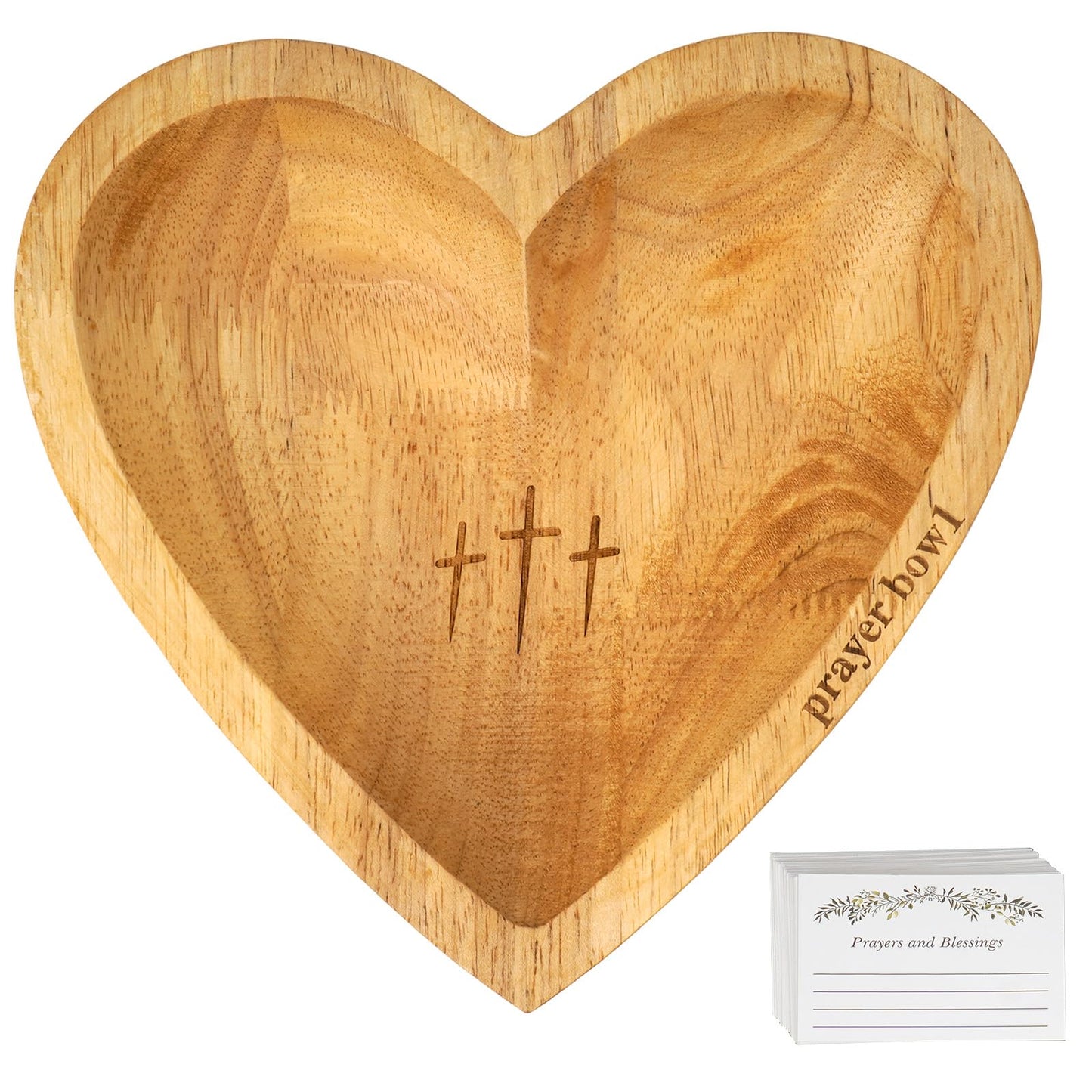 MaiQidd Heart Prayer Bowl,Heart Shaped Wooden Bowl,Wood Decorative Bowls
