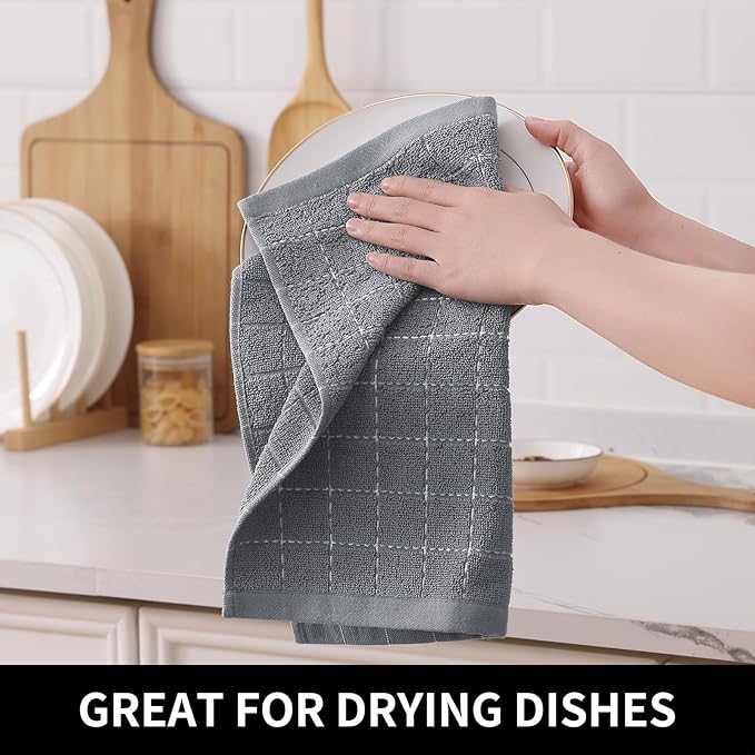 Homaxy 100% Cotton Terry Kitchen Dish Cloths, Ultra Soft and Absorbent Dish