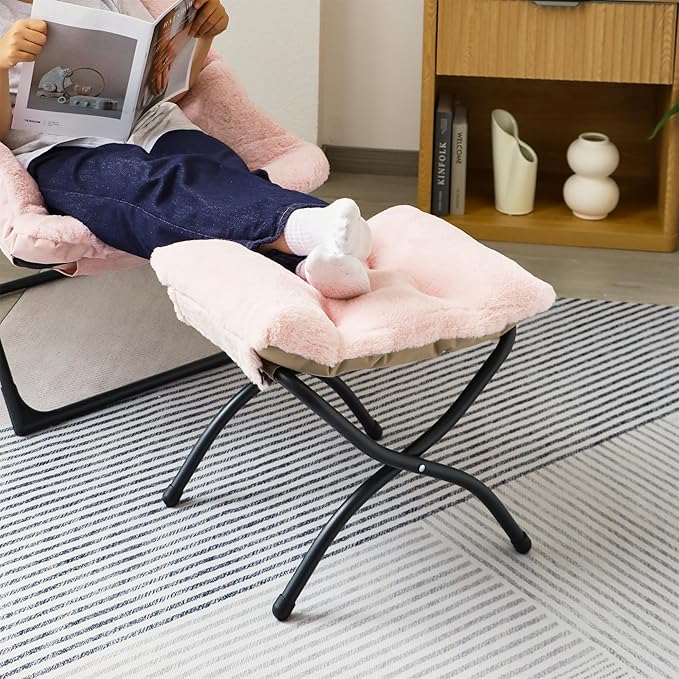 15" Folding Ottoman, Foldable Footrest Stool, Portable Small Foot Stool