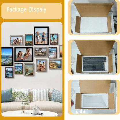 BESCRCL 15 Pack Real Glass Picture Frames Collage Wall Decor, Including 3pcs 8x10, 6pcs 5x7, 6pcs 4x6 Photo Frames for Gallery Wall or Tabletop Display, Black