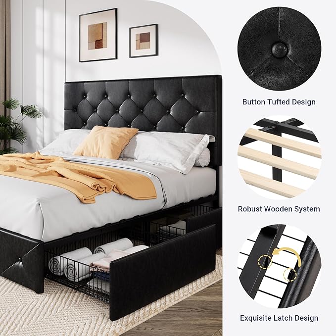 Allewie Upholstered Full Size Platform Bed Frame