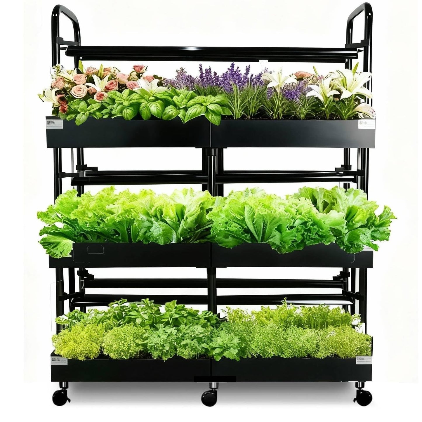 Kaforble Large 3-Tier Indoor Hydroponics System Kit with Grow Lights, Dual Growing Medium, Double Water Pump Indoor Garden, 88 Pods for Vegetables Herbs Microgreens (Black)