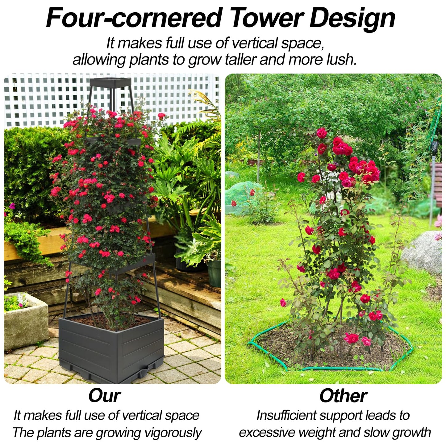 2Pack Raised Garden Bed Tomato Planter Box with Trellis Outdoor Tomato Cage Trellis for Garden Climbing Plants Outdoor Indoor 57" Self Watering Raised Beds for Gardening Tomatoes Vegetable Growing