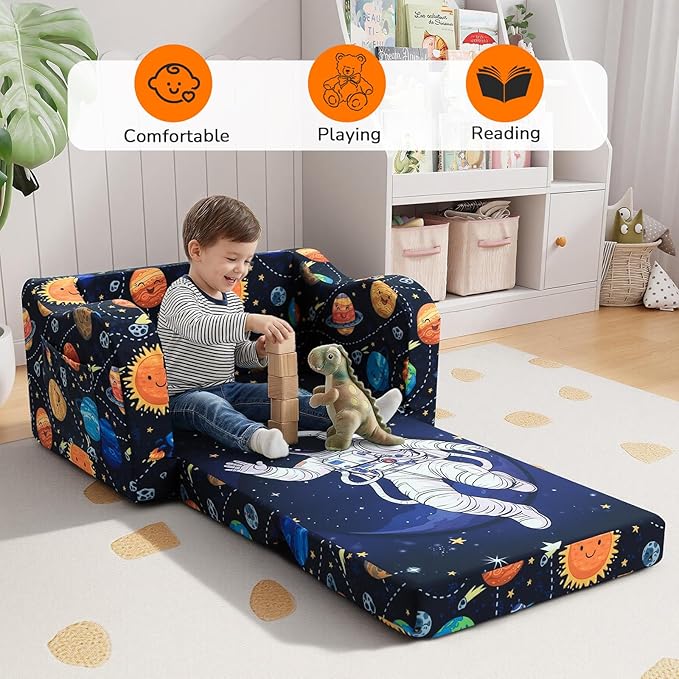 MeMoreCool Folding Kids Couch – 2-in-1 Toddler Sofa Bed & Lounge Chair |