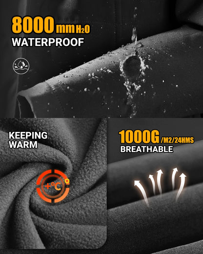 Outdoor Ventures Softshell Jacket Ladies Rain Jacket Functional Lightweight Rain Coat Windbreaker Waterproof Hiking Jacket Breathable Outdoor Jacket with Hood for Spring Fall Winter Black M