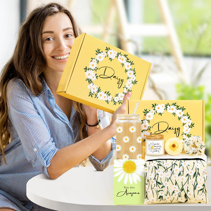 Daisy Gifts for Women, Gift Baskets for Women, Cute Unique Birthday Gifts for Woman Best Friend, Inspirational Gifts for Woman, Daisy Themed Gift for Her Teen Girl Sister Friendship
