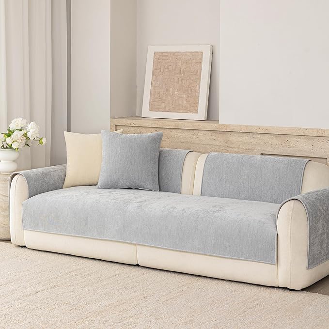 Premium Chenille Sofa Cushion Covers，Upgraded Anti-Slip Sectional Couch